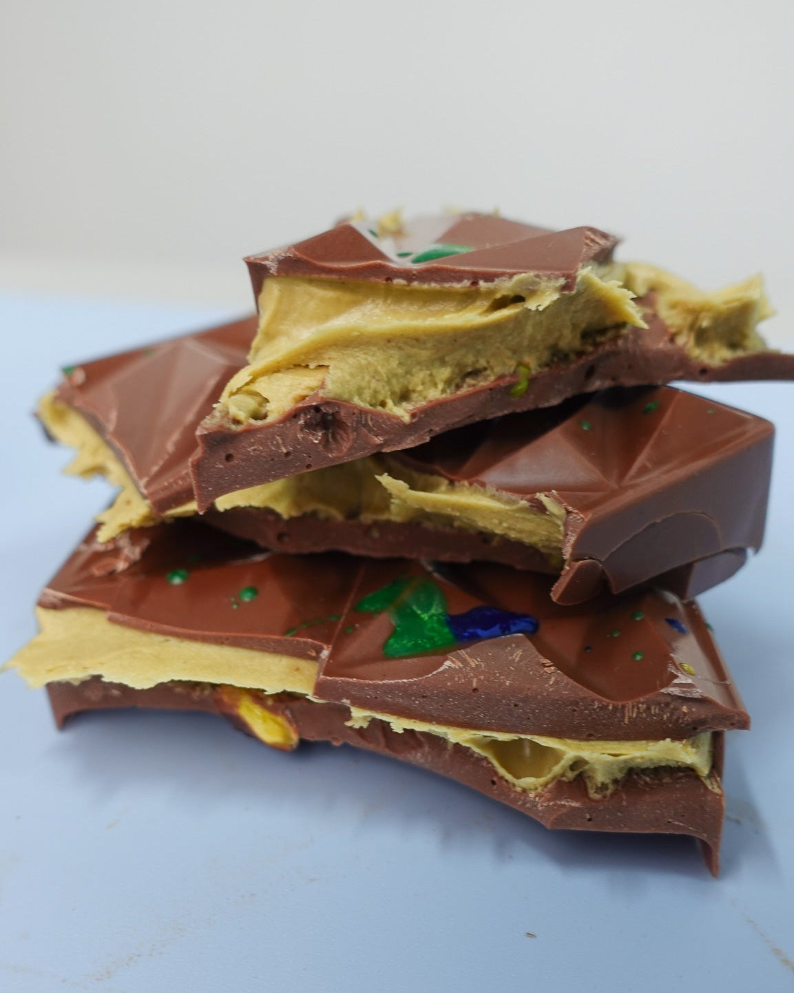Pistachio Cream & Roasted Pistachio Milk Choc 250g